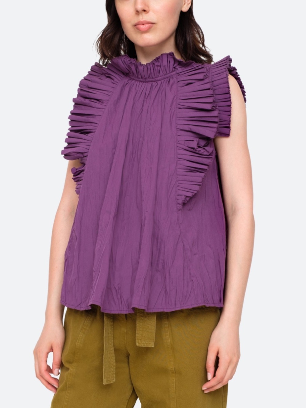 Sea New York Tivoli Sleeveless Purple Ruffle Neck Women's Top 2